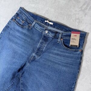 Levi's Wedgie Straight Fit‎ Jeans Womens 22W Blue Denim High Rise Button Fly